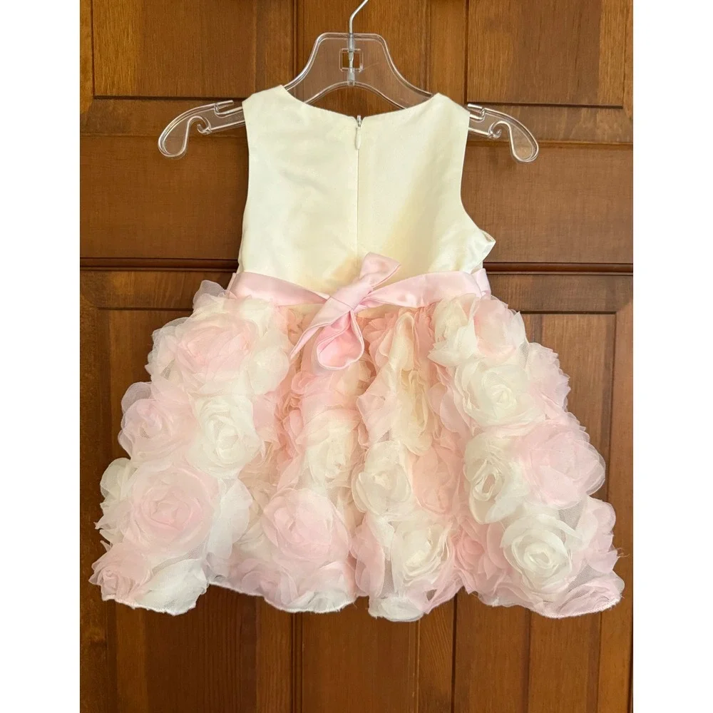 American Princess‎ Baby Rosette Tulle Dress Toddler 12 Months Cream/Pink Party